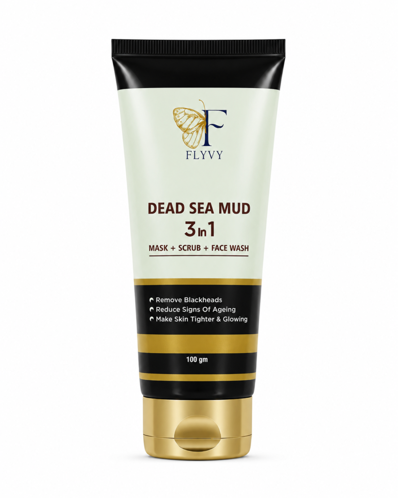 FLYVY Dead Sea Mud 3-in-1 Mask Scrub Face Wash for blackhead removal