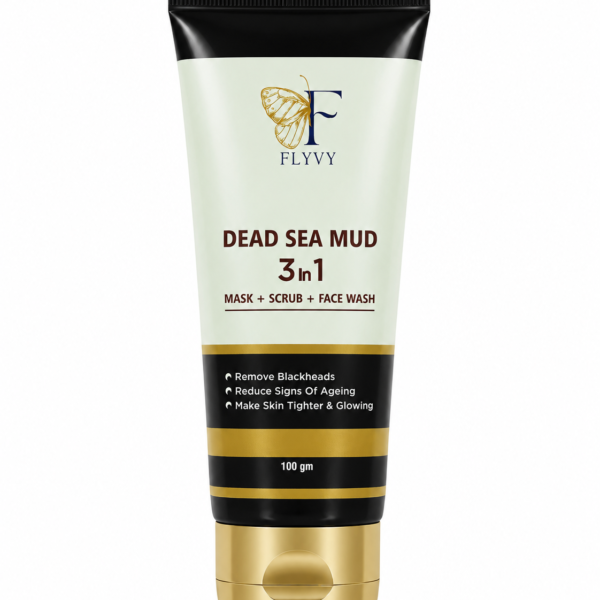 FLYVY Dead Sea Mud 3-in-1 | Mask + Scrub + Face Wash | Blackhead Removal, Anti-Ageing